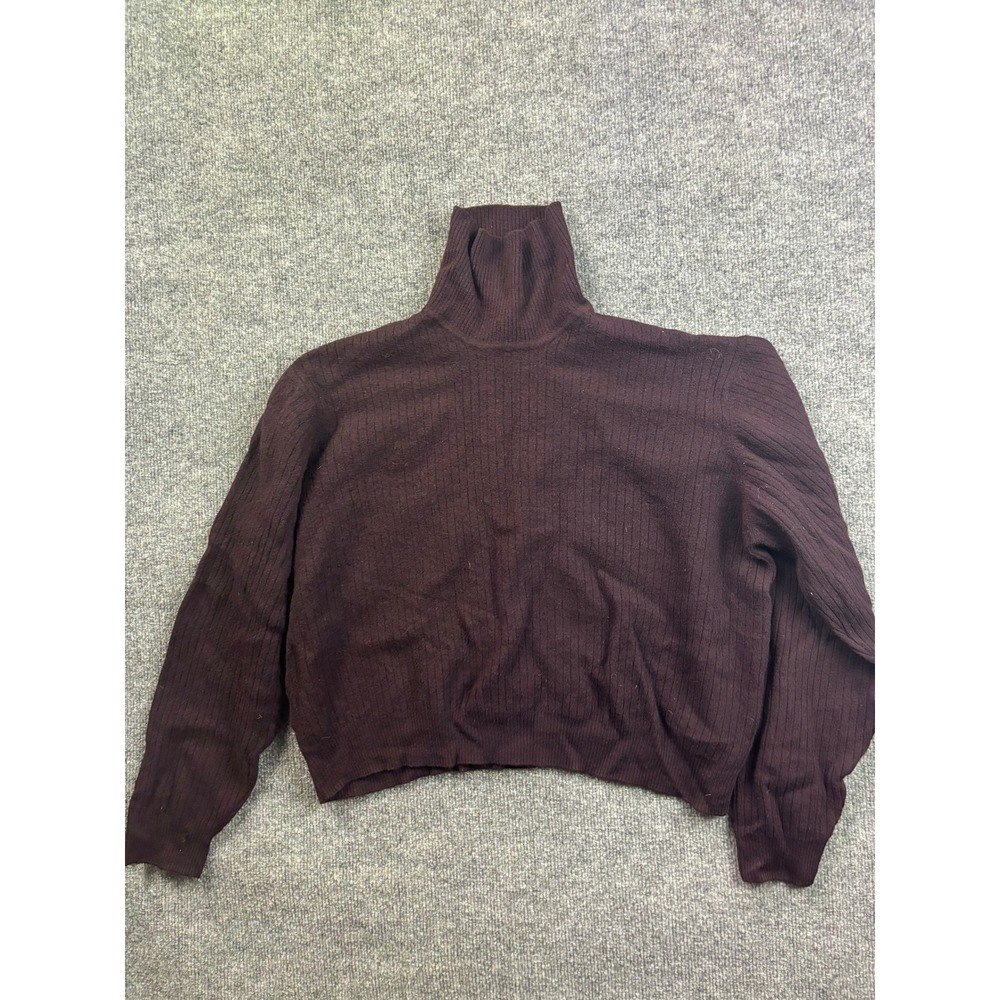 Brooks Brothers Turtleneck Sweater Womens XL Burgundy Italian Merino Wool Ribbed